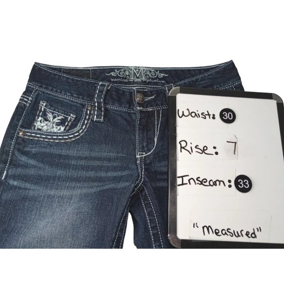 Maurices Premium Women's Designer Low Rise Boot Cut Blue Jeans Size 5/6 Regular - Picture 4 of 5